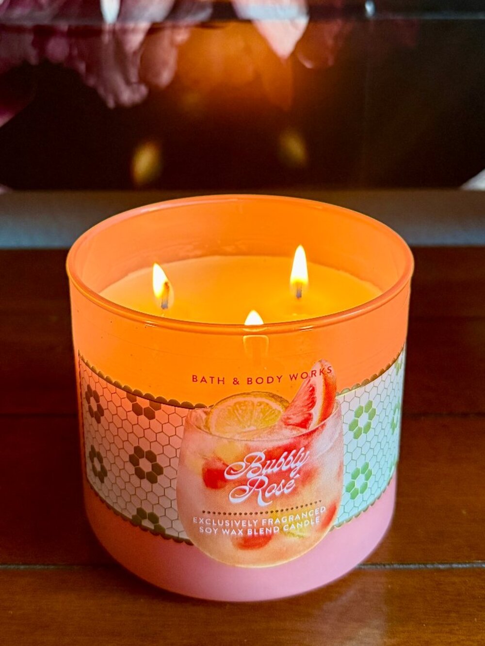 NEW BUBBLY ROSE 3-Wick Candle Bath & Body Works